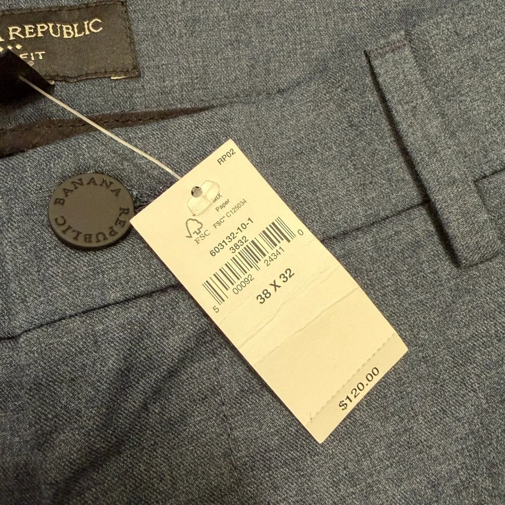 Banana Republic Core Temp Chino Pants Mens 38x32 Slim Fit Blue Business Casual